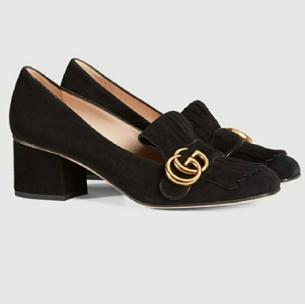 Gucci Marmont Black Suede GG Loafer